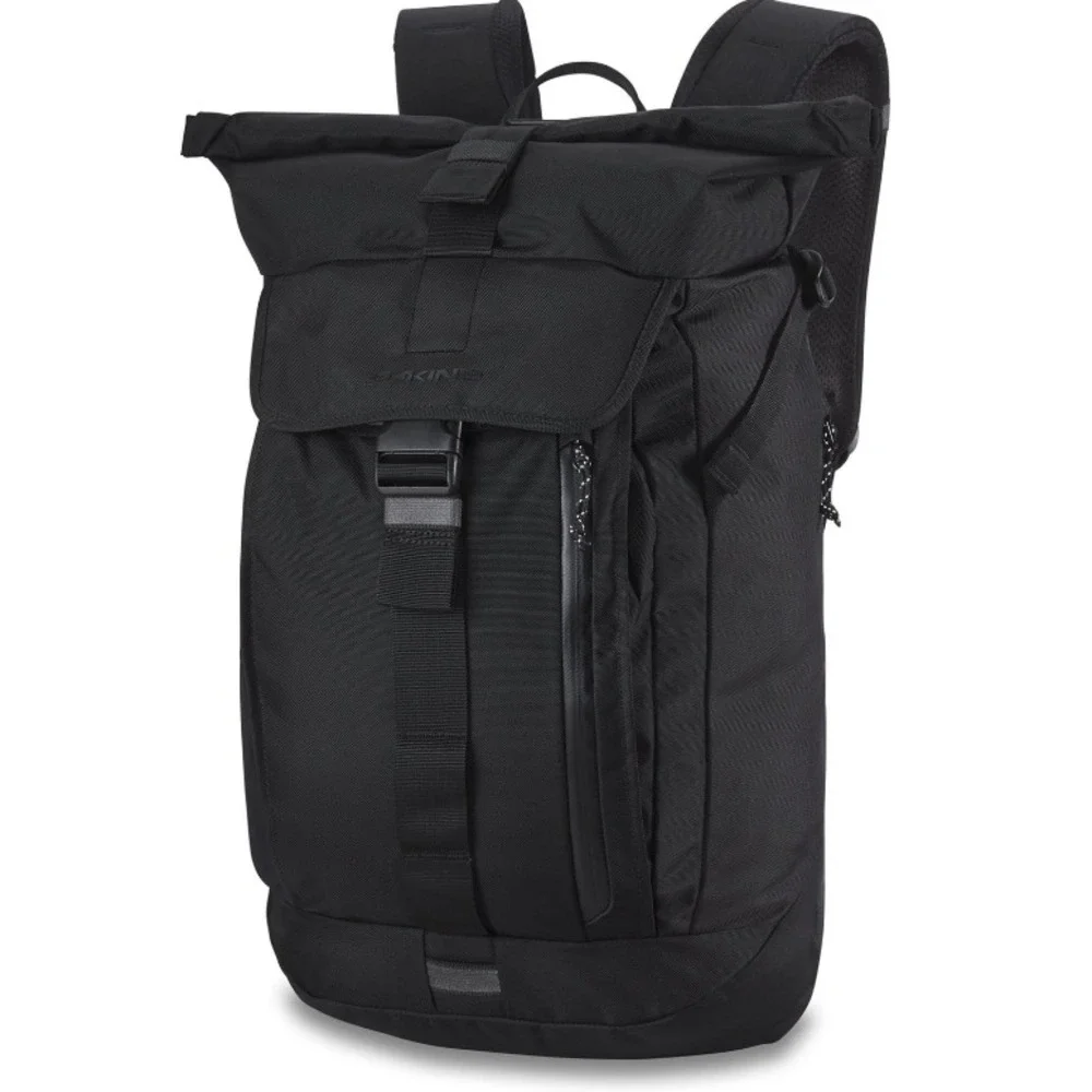 DaKine 25L‎ Roll-Top Backpack – Black Ballistic Nylon – 19x13x6 Laptop Bag